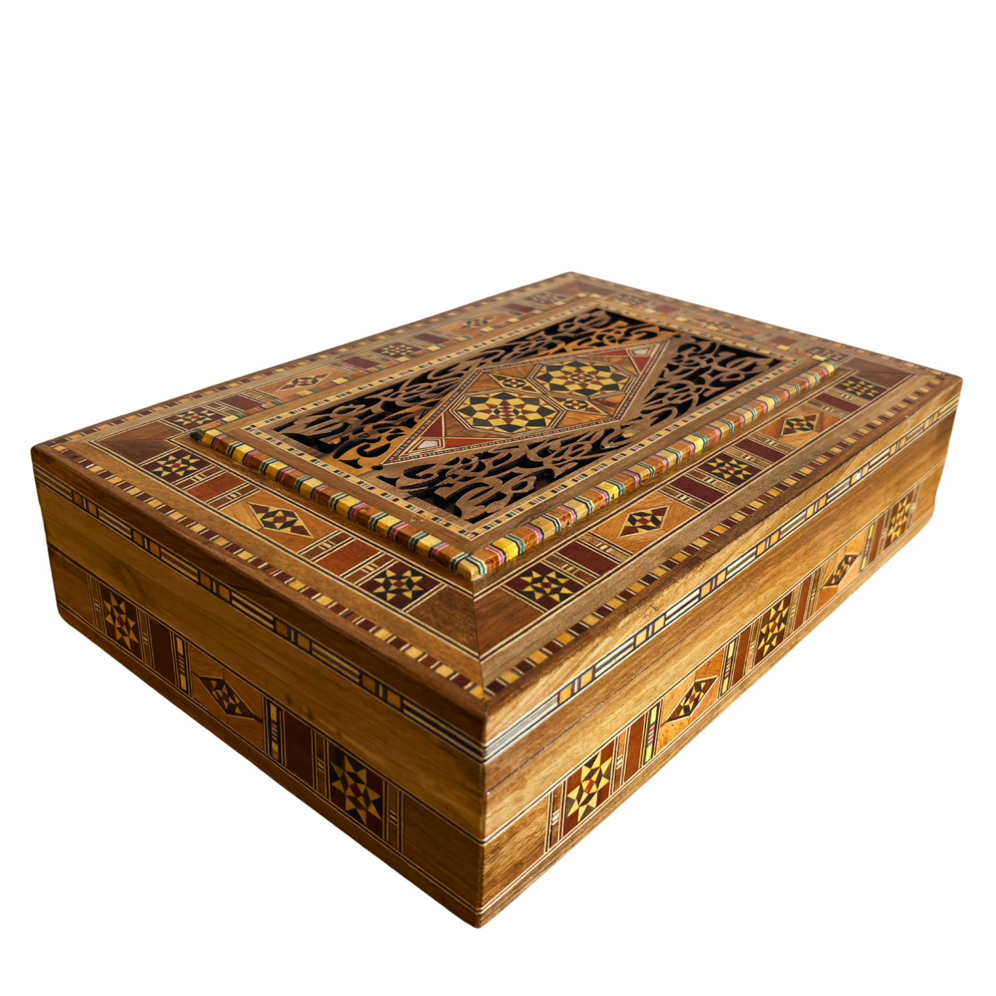 Elegant Large Mosaic Box – Handmade Wooden Jewelry & Keepsake Chest with Velvet Lining