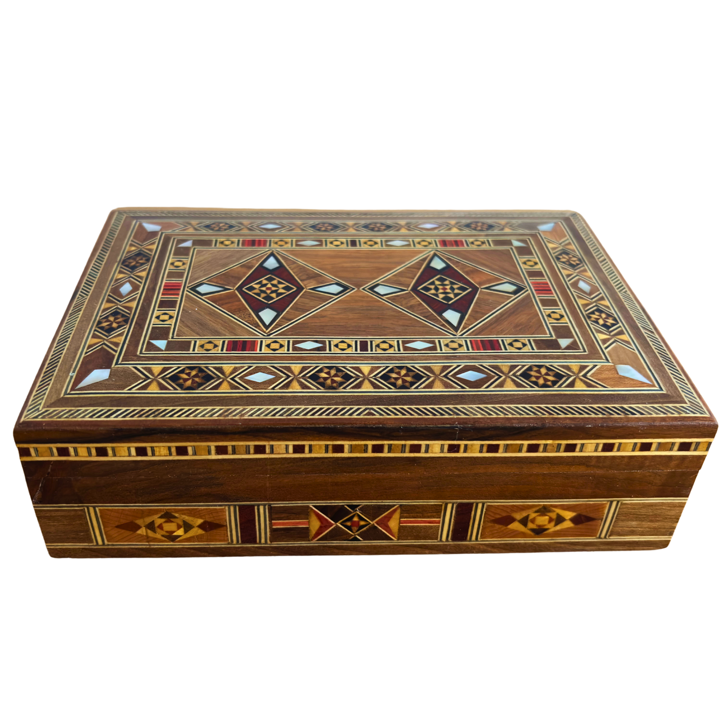 Handcrafted Mosaic Jewelry Box, Mother of Pearl Inlay, Luxury Wooden Keepsake Chest, Damascene Art -Limited Edition-