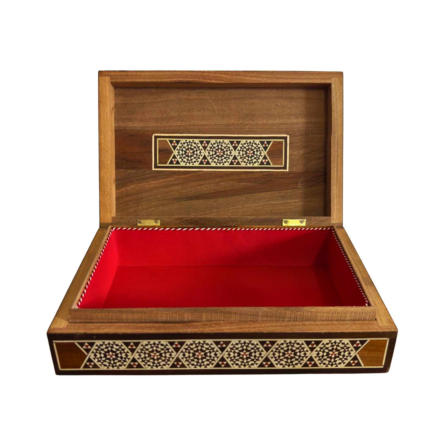 Vintage 1970 Damascene Mosaic Jewelry Box – Handcrafted Oriental Inlay with Mother of Pearl