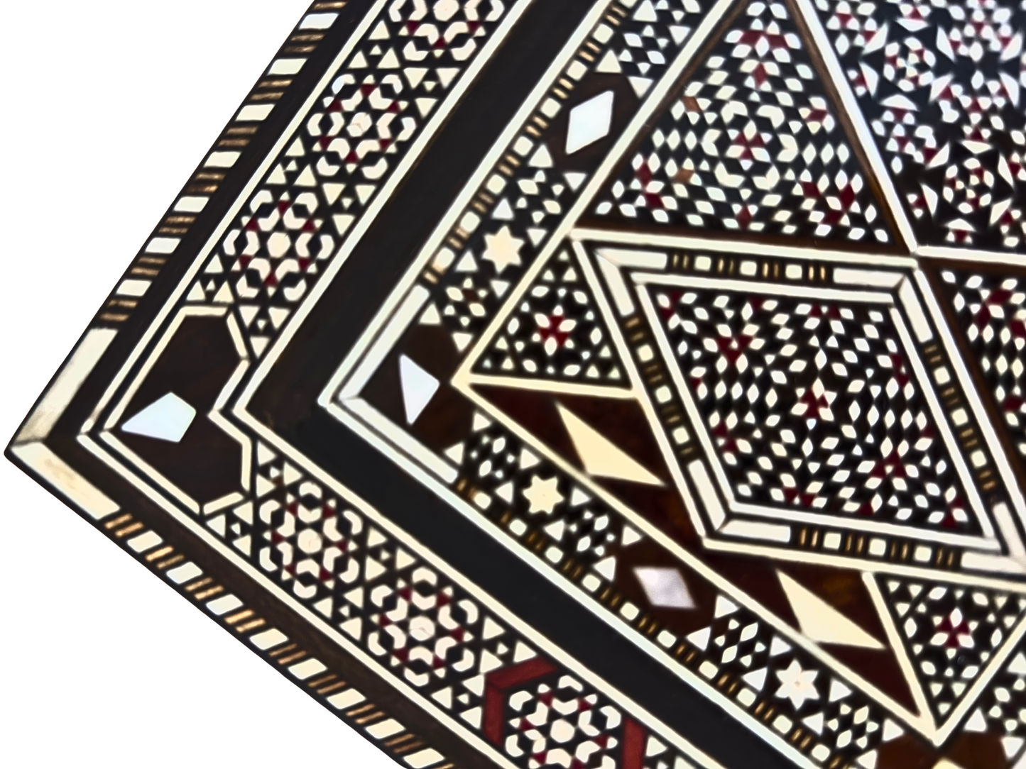 Vintage 1970 Damascene Mosaic Jewelry Box, Handmade Wooden Keepsake, Mother of Pearl Inlay, Syrian Artisan Treasure