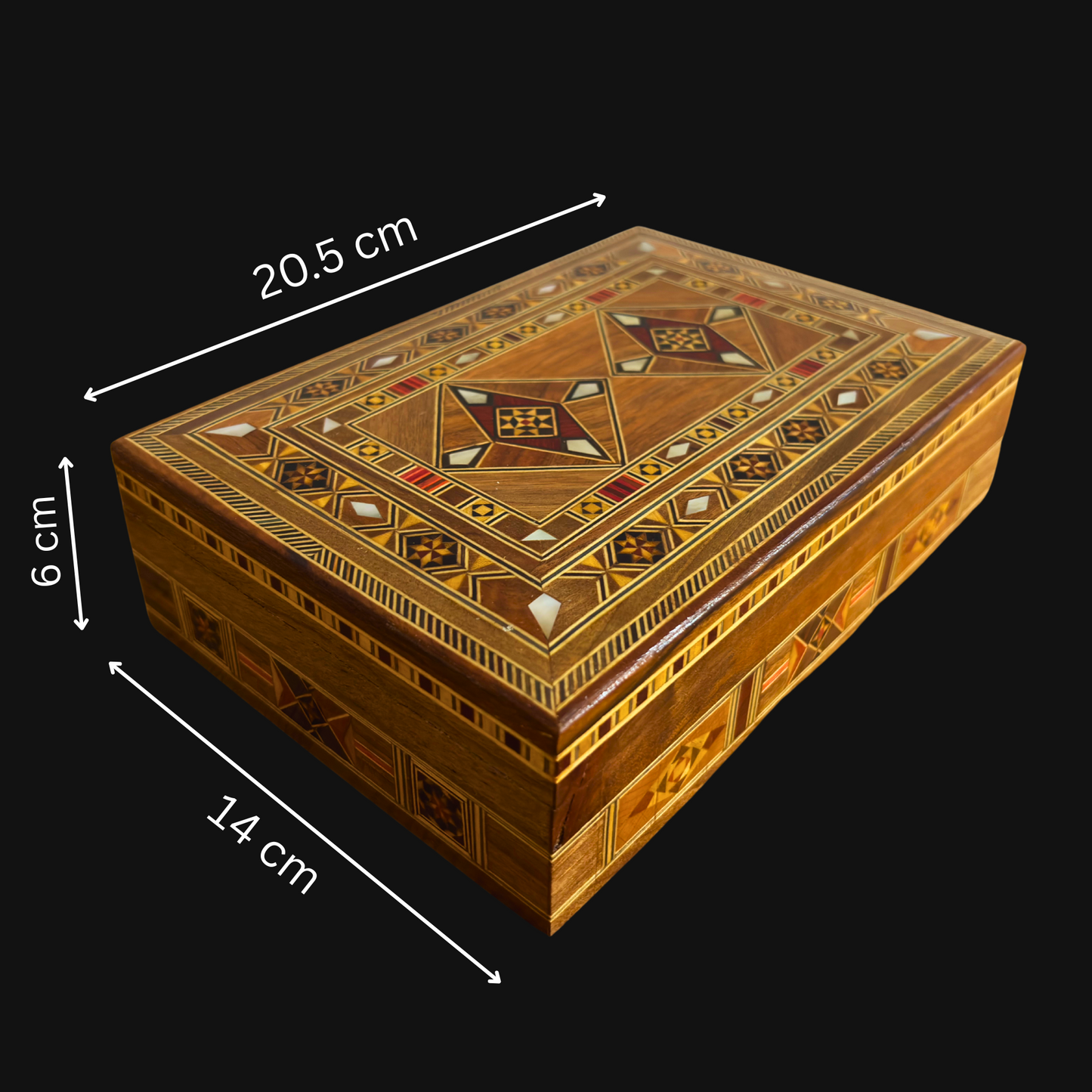 Handcrafted Mosaic Jewelry Box, Mother of Pearl Inlay, Luxury Wooden Keepsake Chest, Damascene Art -Limited Edition-