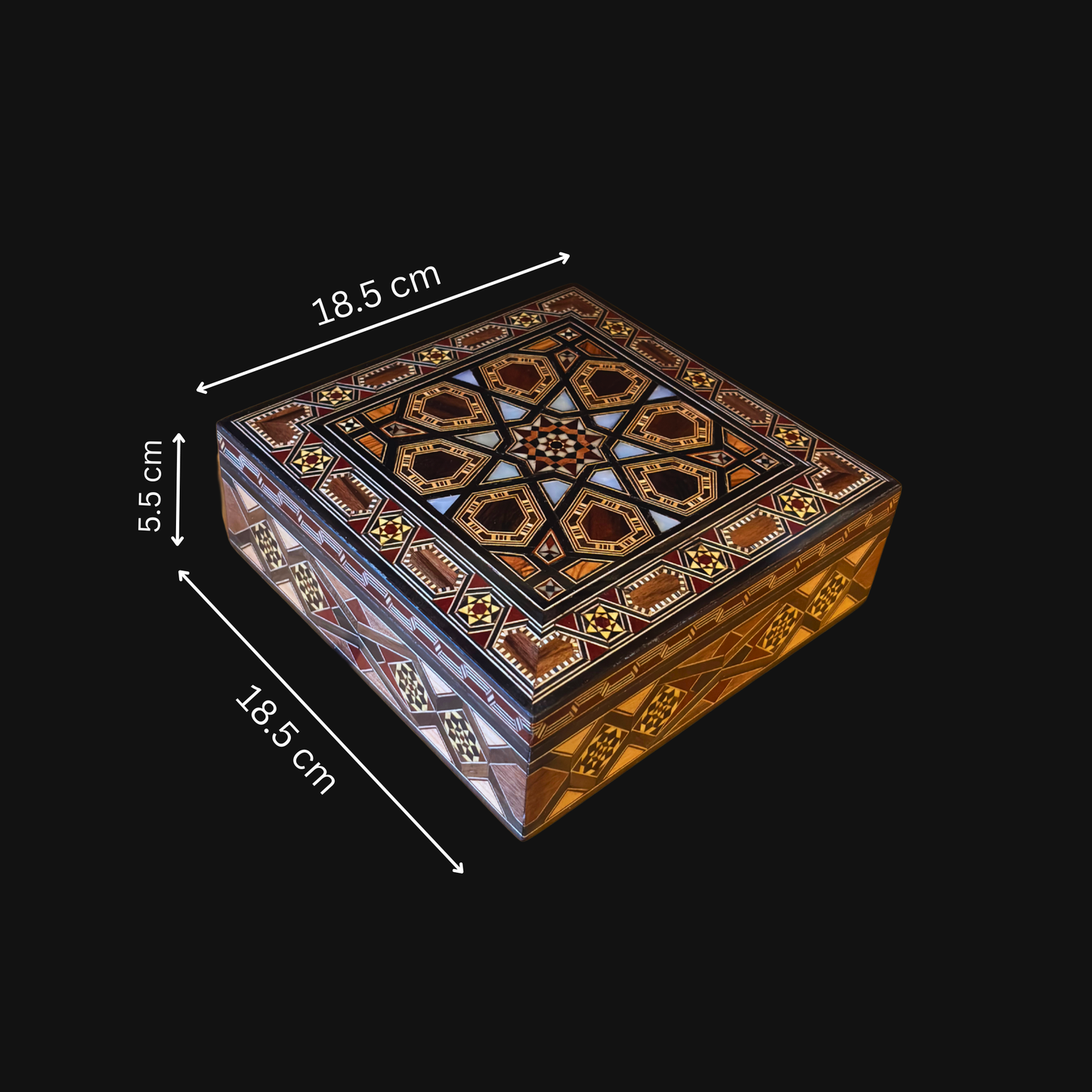 Handcrafted Damascene Mosaic Box by Master Gaby Al Dayeh – Mother of Pearl & Velvet Elegance