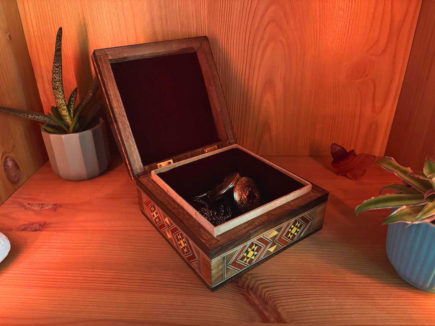 Damascene Mosaic Jewelry Box – Handmade with Mother of Pearl Inlay