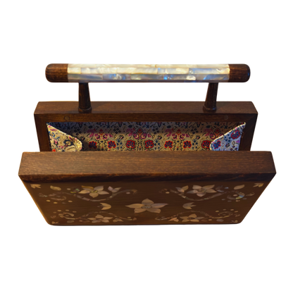 Sham – Luxuriöse Damaszener Clutch mit Blumen-Perlmutt & Brokatfutter