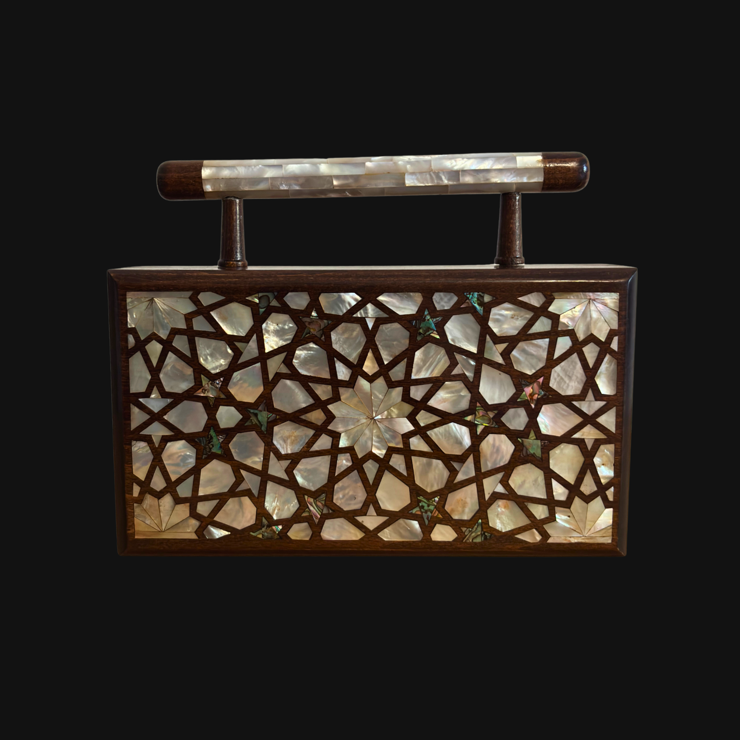 Falak – Luxury Damascene Clutch with Mother of Pearl & Brocade Interior