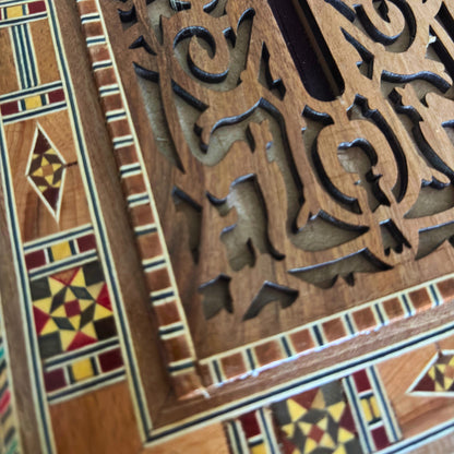 Porta Fazzoletti Damaschino in Legno Intagliato – Interno in Velluto Rosso