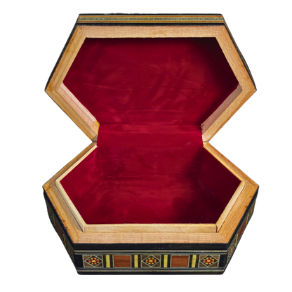 Handcrafted Damascene Mosaic Box – Mother of Pearl & Velvet Harmony