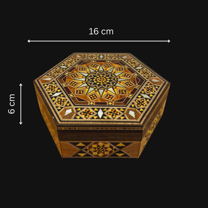 Handcrafted Damascene Mosaic Box – Mother of Pearl & Velvet Elegance