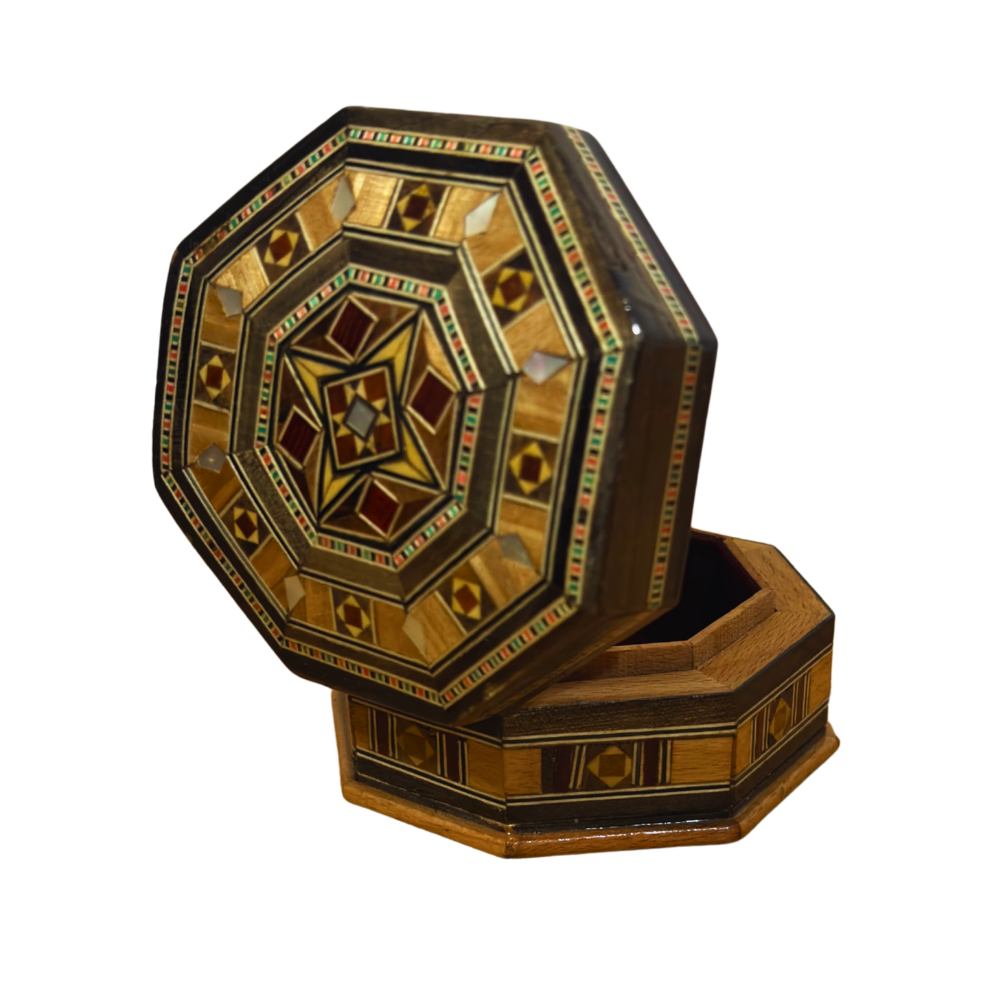 Handcrafted Mosaic Box – Traditional Damascus Art & Velvet Interior