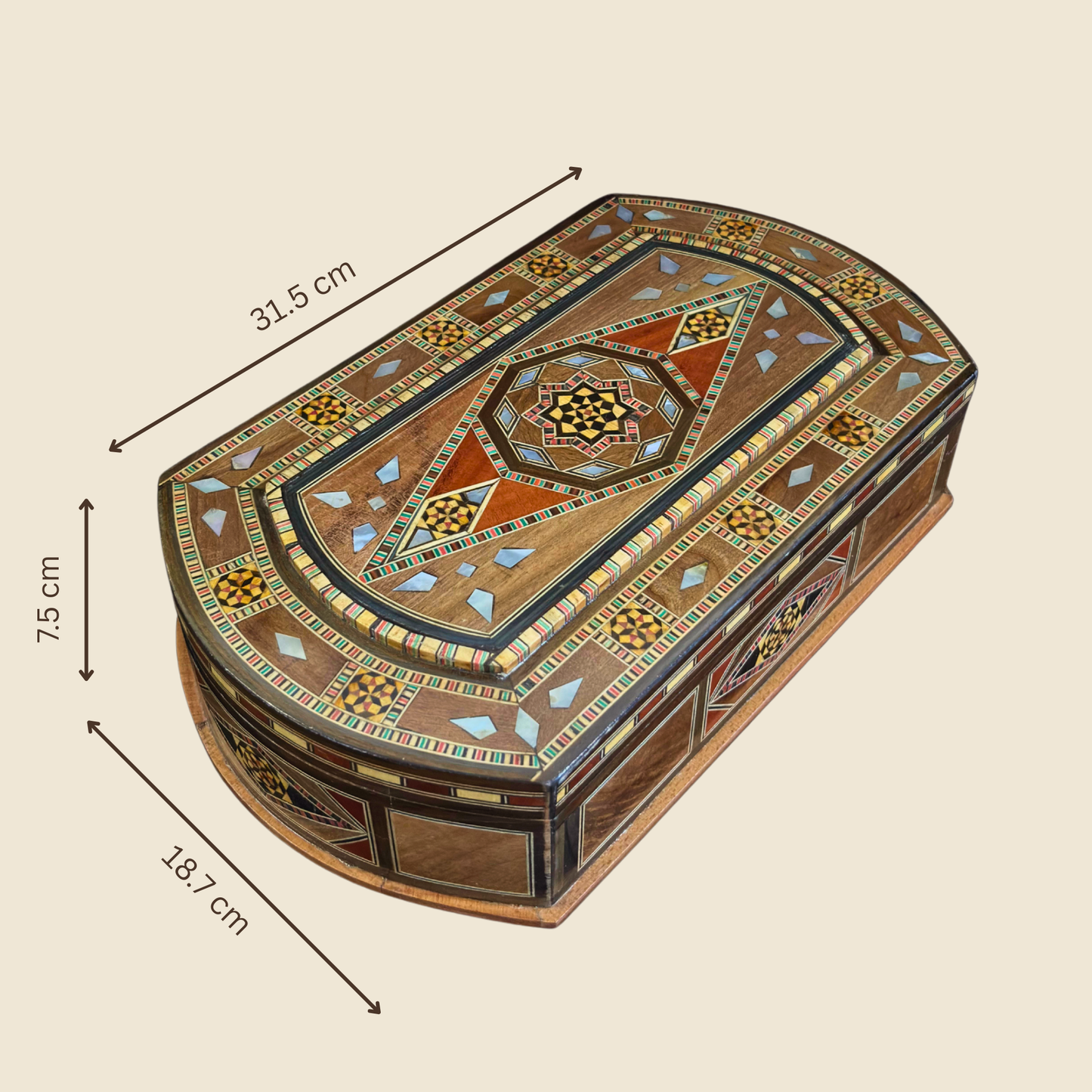 Elegant Mosaic Box – Damascene Art & Velvet Interior