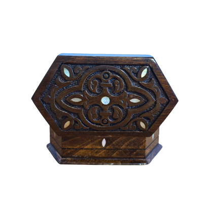 Artisanal Hand-Carved Beechwood Box with Mother of Pearl & Velvet Lining – Timeless Oriental Design