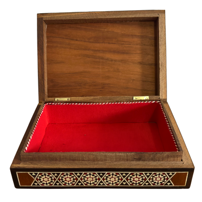 Vintage Damascene Mosaic Box from the 1970s, Camel Design, Handmade Syrian Keepsake Box